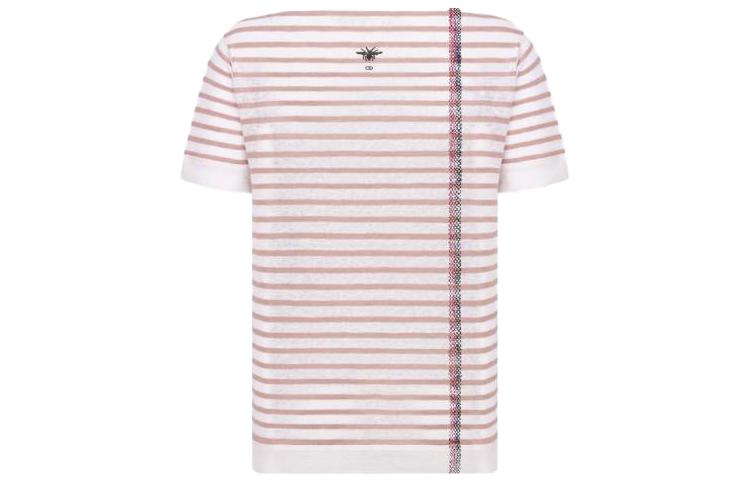 (Women) DIOR SS22  Pink Striped Logo Slim Fit Crew Neck T-Shirt Short Sleeve. 244S28AM734-X4820 圖 3