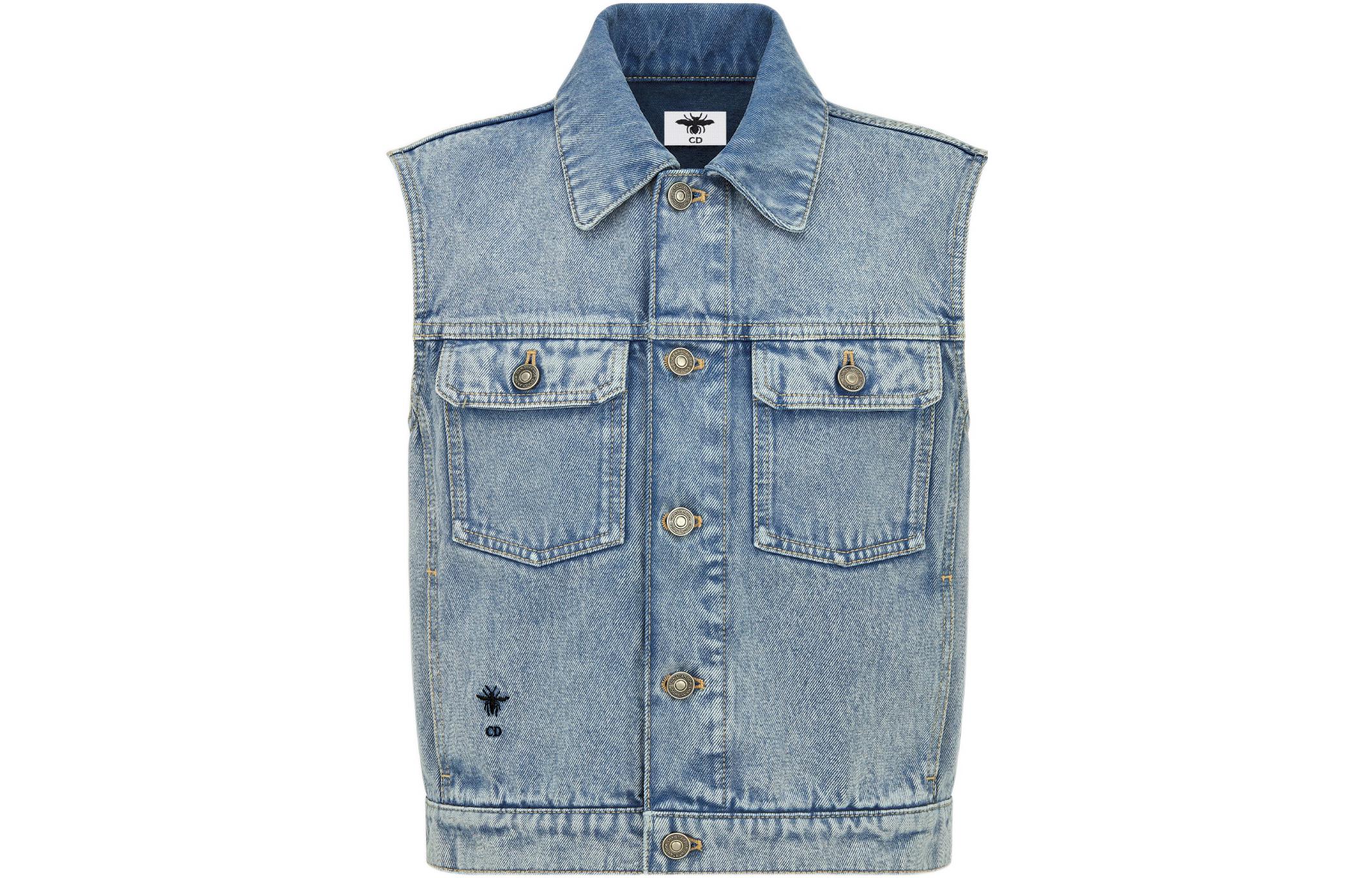 Order (Women) DIOR SS22  Solid Color Blue Single-Breasted Vest. 222G01A3518-X5894