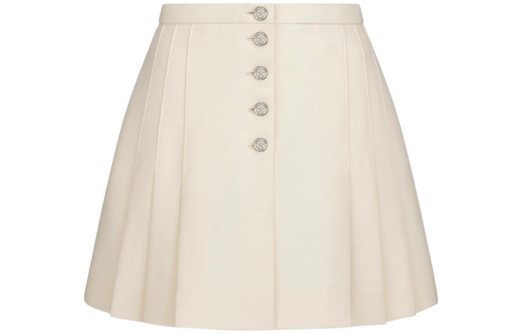 (Women) DIOR SS22  Solid Pleated Mini Casual Skirt Beige. 241J27A1166-X0200