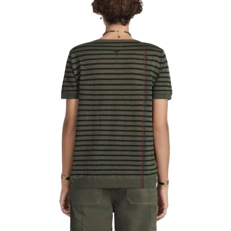 (Women) DIOR SS22  Striped Logo Pullover T-Shirt in Army Green. 244S28AM734-X6890 圖 5