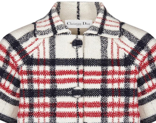 (W) DIOR SS22 Jaket Putih Kotak-Kotak Lengan Pendek Kancing Depan 224V13AM706-X5832 Cheap (W) DIOR SS22 Jaket Putih Kotak-Kotak Lengan Pendek Kancing Depan 224V13AM706-X5832