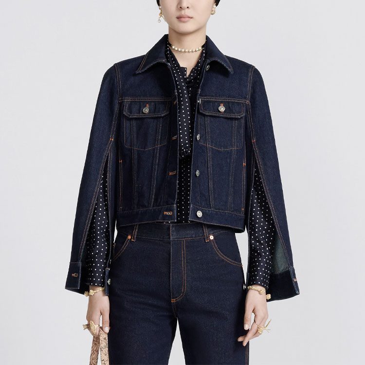 (Women) DIOR SS22 Contrast Stitch Denim Jacket Women’s Blue. 312V18A3554-X5549 圖 4