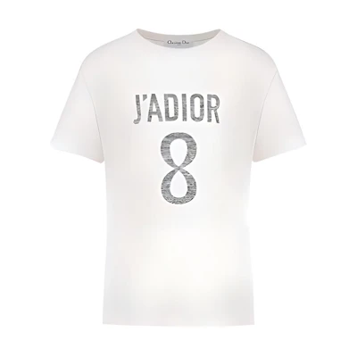 (Women) DIOR SS22 J'Adior 8 Logo Print Crewneck White T-Shirt 213T03TC001-X0200