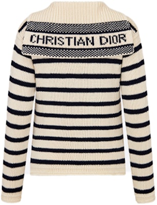 (W) DIOR SS22 스트라이프 캐시미어 코튼 니트 풀오버 스웨터 - 오프 화이트. 214S27AM714-X0861 Lookbook (W) DIOR SS22 스트라이프 캐시미어 코튼 니트 풀오버 스웨터 - 오프 화이트. 214S27AM714-X0861