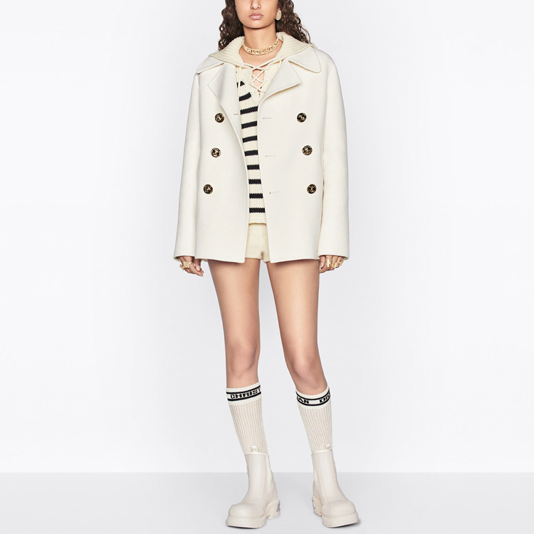 Shop (W) DIOR SS22 스트라이프 캐시미어 코튼 니트 풀오버 스웨터 - 오프 화이트. 214S27AM714-X0861