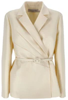 (Women) DIOR SS23 Beige Belted Long-Sleeve Jacket. 211V26A1212X-0200 (Women) DIOR SS23 Beige Belted Long-Sleeve Jacket. 211V26A1212X-0200