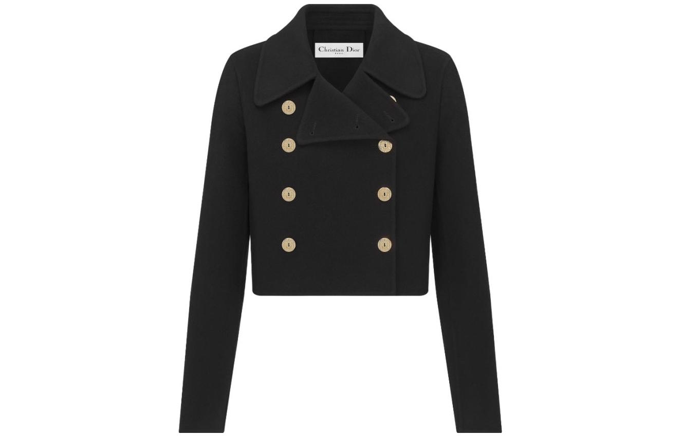 (Women) DIOR SS23  Black Cropped Double-Breasted Long Sleeve Jacket. 340C48A0060-X9000