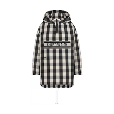 (Women) DIOR SS23 Black Half-Zip Letter Print Oversized Hoodie Jacket. 347C10A2995-X9930