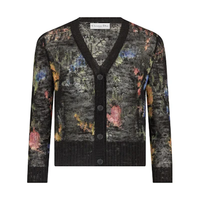 (Women) DIOR SS23 Black Patterned Printed Long-Sleeve Knit Cardigan 324G04AM732-X9401
