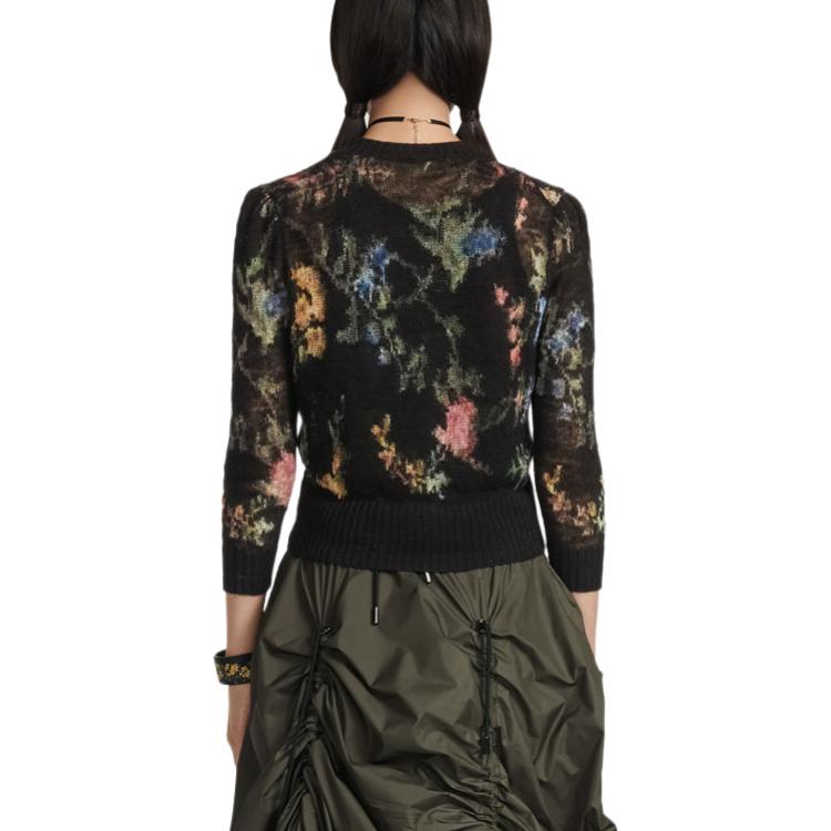 Purchase (W) DIOR SS23 Kardigan Rajutan Lengan Panjang Corak Cetakan Hitam 324G04AM732-X9401