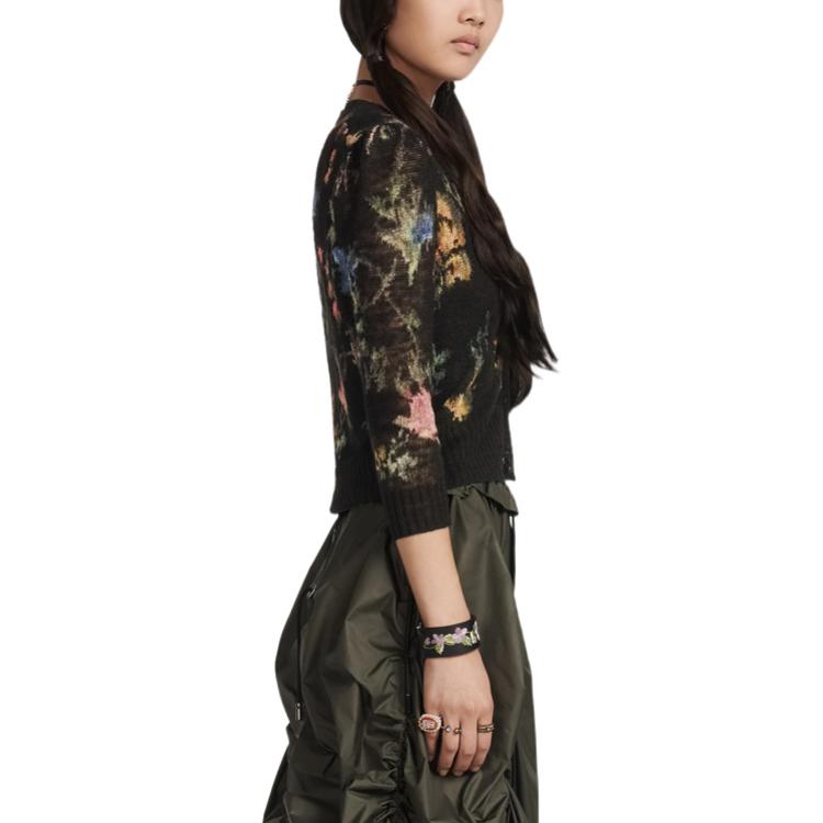 Details for (W) DIOR SS23 Kardigan Rajutan Lengan Panjang Corak Cetakan Hitam 324G04AM732-X9401