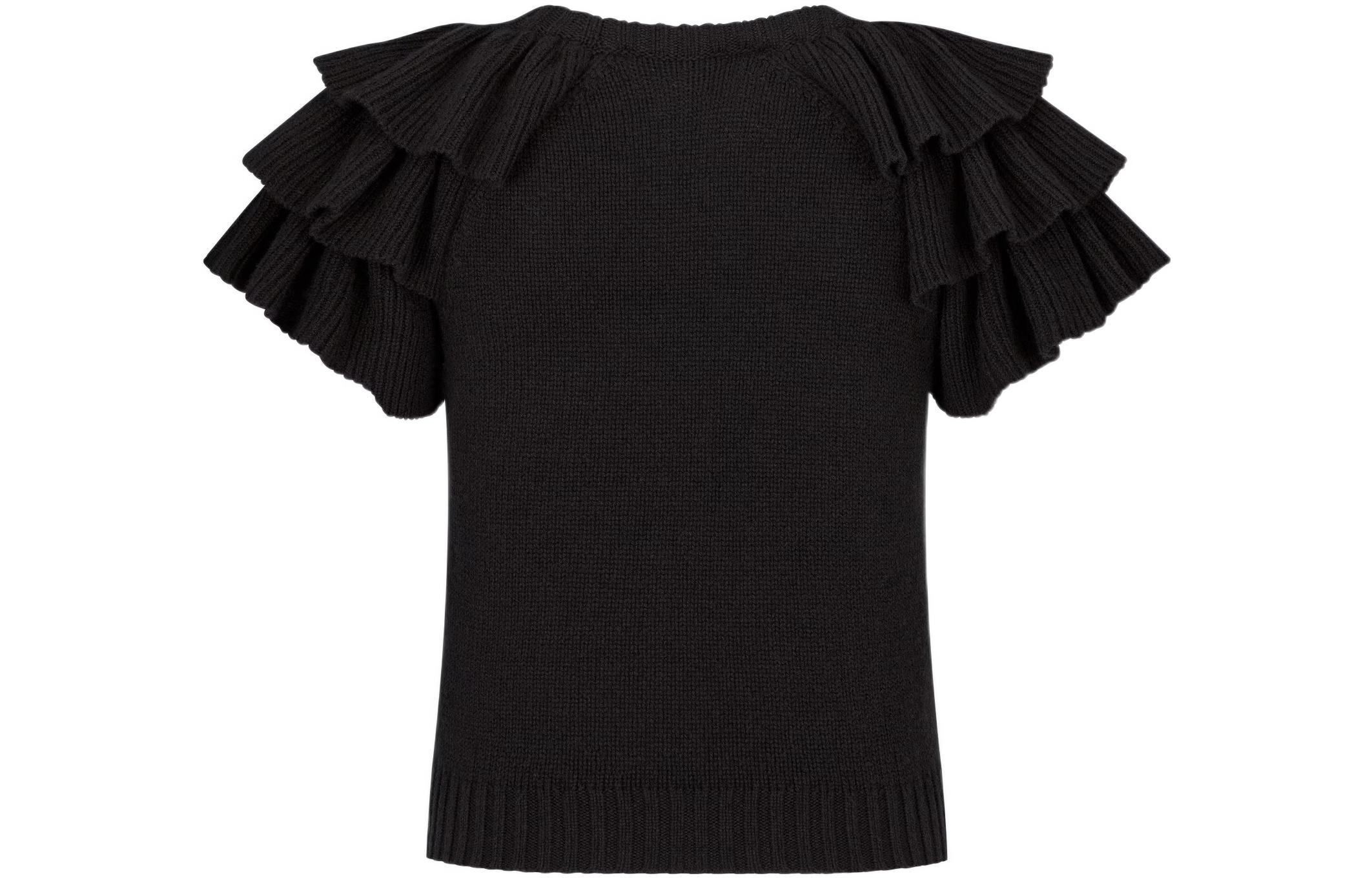 Lookbook (W) DIOR SS23 Sweater Hitam Lengan Pendek Cashmere dengan Logo Jacquard. 324S13AM003-X9330