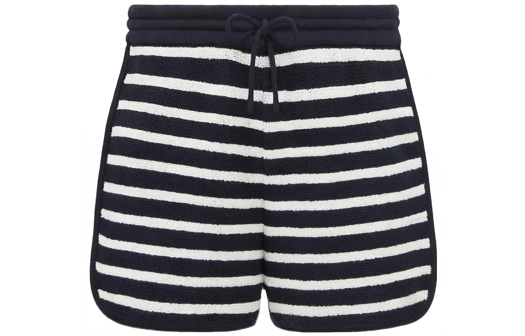 (Women) DIOR SS23  Black Striped Mid-Rise Drawstring Shorts 314P17AM724-X5825