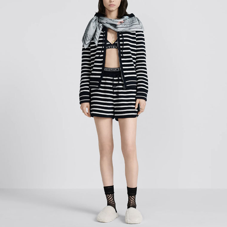 Shop (W) 迪奥 SS23 黑色条纹中腰抽绳短裤 314P17AM724-X5825