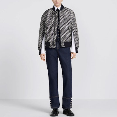 (Women) DIOR SS23 Blue Logo Print Zip Baseball Collar Jacket. 317C67A2970-X5803 Shop (Women) DIOR SS23 Blue Logo Print Zip Baseball Collar Jacket. 317C67A2970-X5803