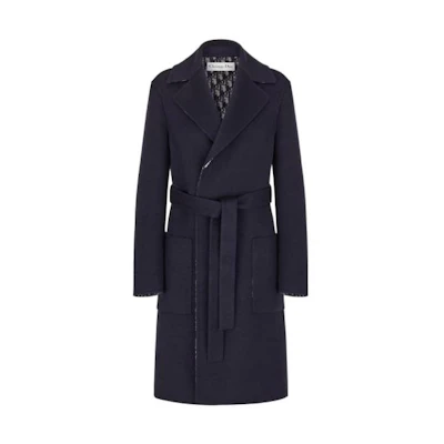 (Women) DIOR SS23 Blue Solid Long Sleeve Coat with Inner Print Design. 110M36A1375-X5803