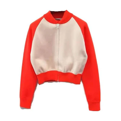 (Women) DIOR SS23 Colorblock Zipper High-Neck Jacket Orange 224V50AM110-2826