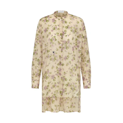 (Women) DIOR SS23 Embroidered Bee Long-Sleeve Shirt Beige. 321B54A3246-X1846