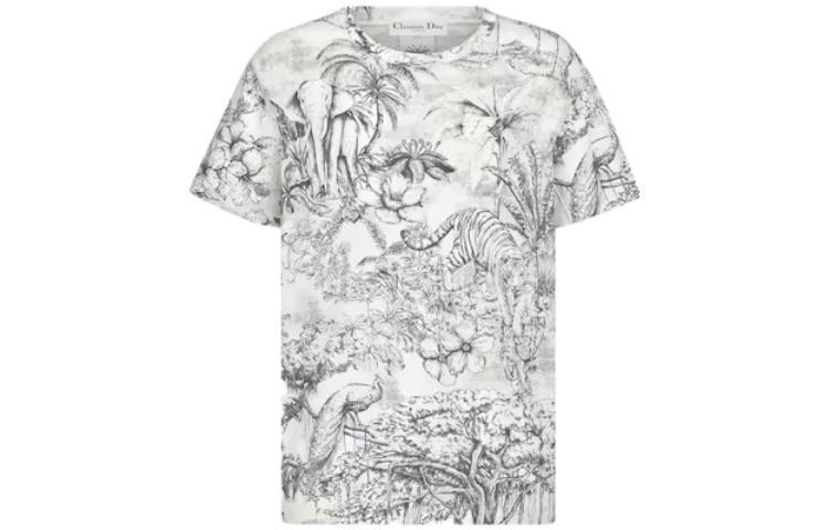 (Women) DIOR SS23  Floral Animal Print White Crewneck T-Shirt Short Sleeve 343T06A4505-X0858 圖 2