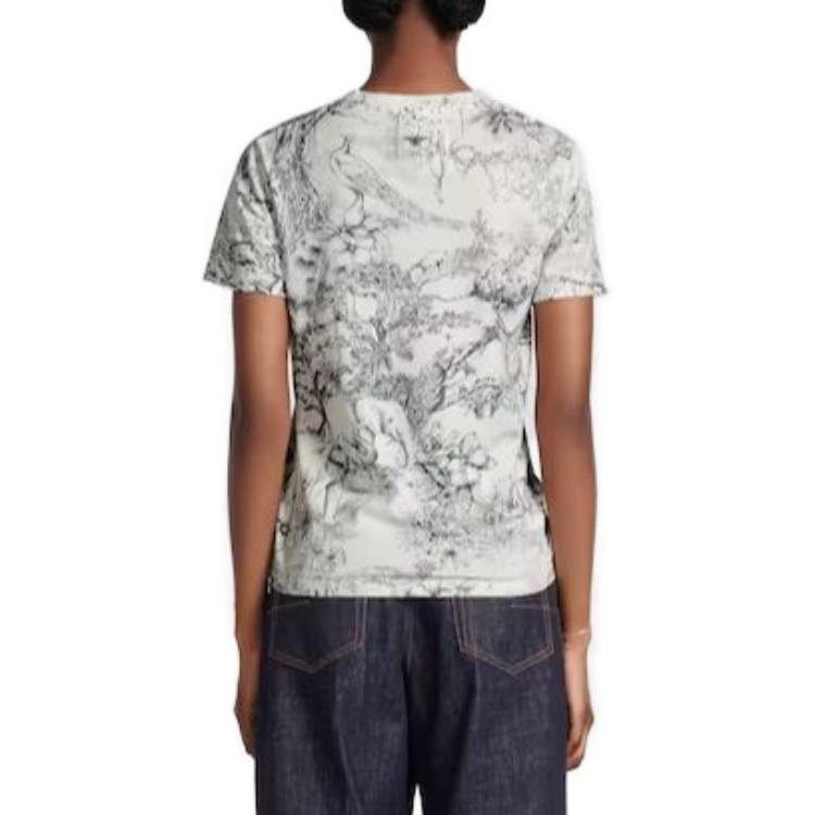 (Women) DIOR SS23  Floral Animal Print White Crewneck T-Shirt Short Sleeve 343T06A4505-X0858 圖 5
