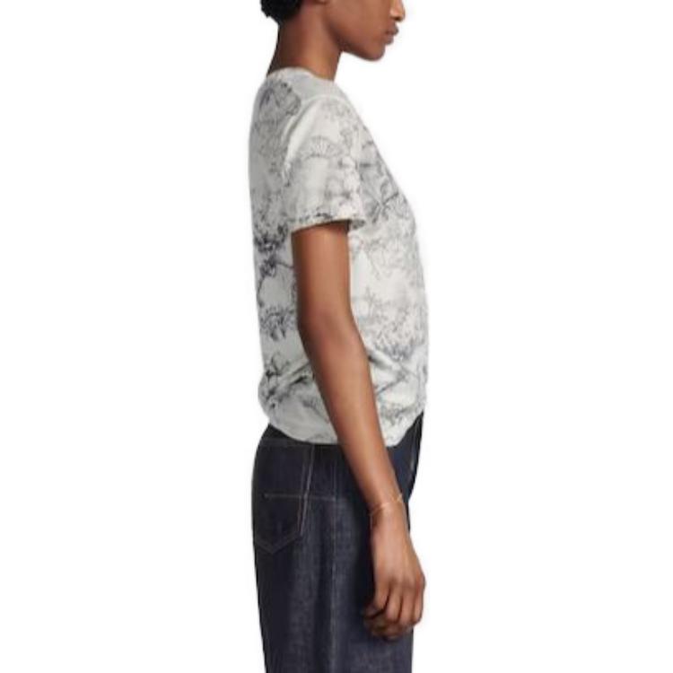 (Women) DIOR SS23  Floral Animal Print White Crewneck T-Shirt Short Sleeve 343T06A4505-X0858 圖 6
