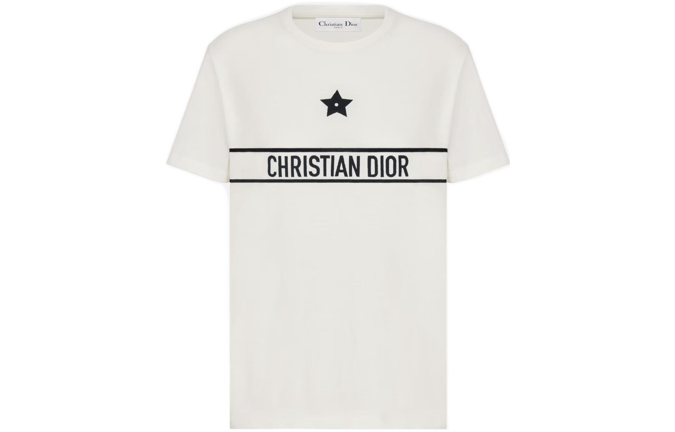 (Women) DIOR SS23  Logo Graphic Print White Short Sleeve T-Shirt. 323T06A4414-X0200