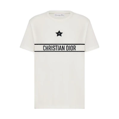(Women) DIOR SS23 Logo Graphic Print White Short Sleeve T-Shirt. 323T06A4414-X0200