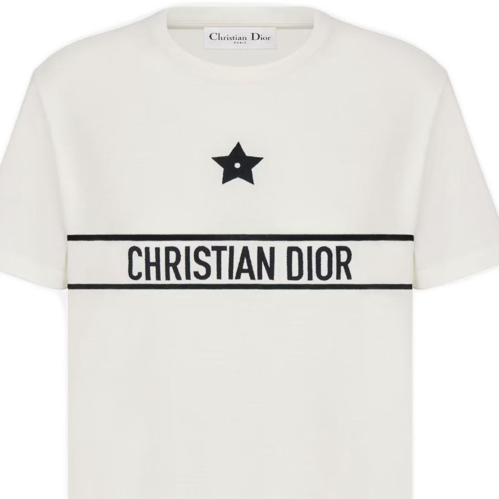 Cheap (W) DIOR SS23 標誌圖案印花白色短袖T恤。 323T06A4414-X0200