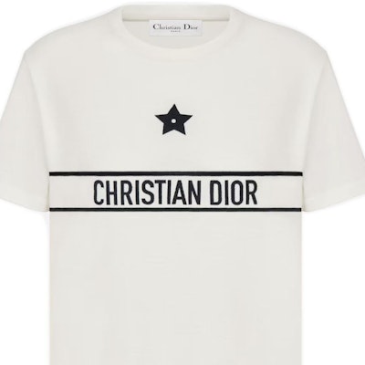 (W) DIOR SS23 標誌圖案印花白色短袖T恤。 323T06A4414-X0200 Cheap (W) DIOR SS23 標誌圖案印花白色短袖T恤。 323T06A4414-X0200