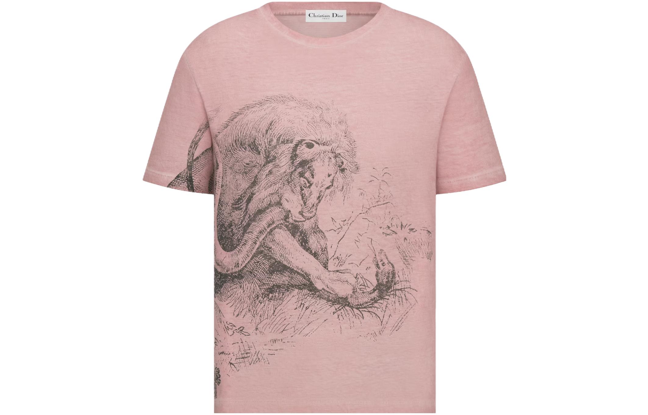 Buy (Women) DIOR SS23  Pink Animal Print Pullover T-Shirt. 253T09A4404-X4839