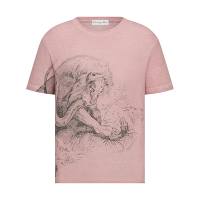 (Women) DIOR SS23 Pink Animal Print Pullover T-Shirt. 253T09A4404-X4839