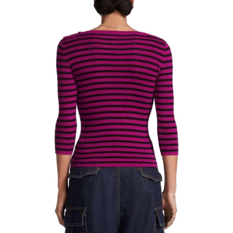 (Women) DIOR SS23  Striped Letter Knit Long Sleeve Top in Pink. 344S97AM729-X4858 圖 5
