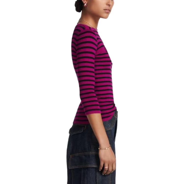 (Women) DIOR SS23  Striped Letter Knit Long Sleeve Top in Pink. 344S97AM729-X4858 圖 6