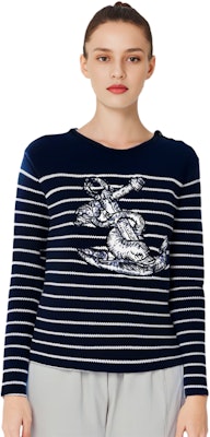 (W) DIOR SS23 Sweater Lengan Panjang Garis Crewneck Biru. 214S22BM002-5884 Purchase (W) DIOR SS23 Sweater Lengan Panjang Garis Crewneck Biru. 214S22BM002-5884