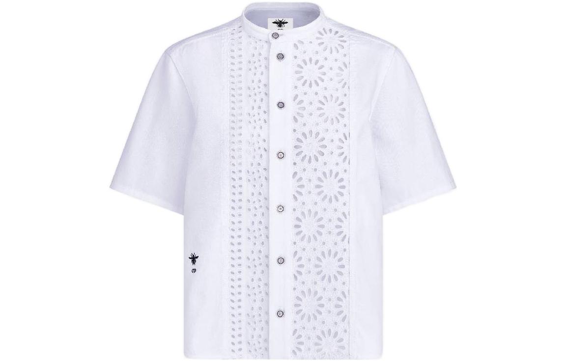 (Women) DIOR SS23  White Short-Sleeve Floral Cutout Button-Up Shirt. 322B46M3177-X0100 圖 2
