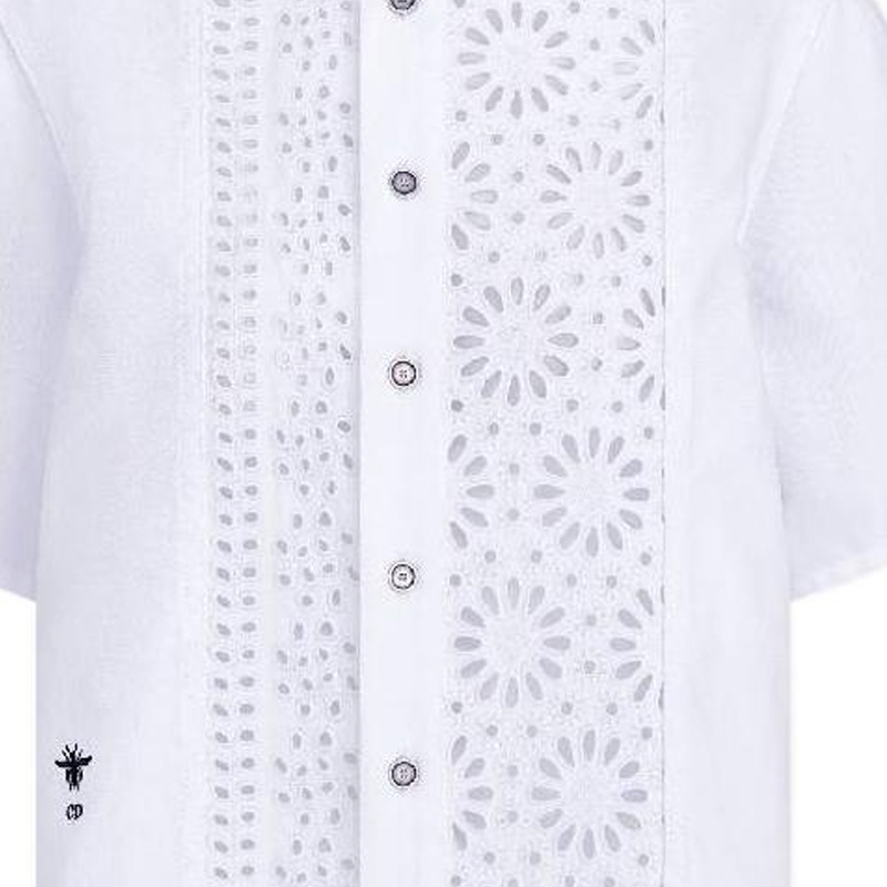 (Women) DIOR SS23  White Short-Sleeve Floral Cutout Button-Up Shirt. 322B46M3177-X0100 圖 8