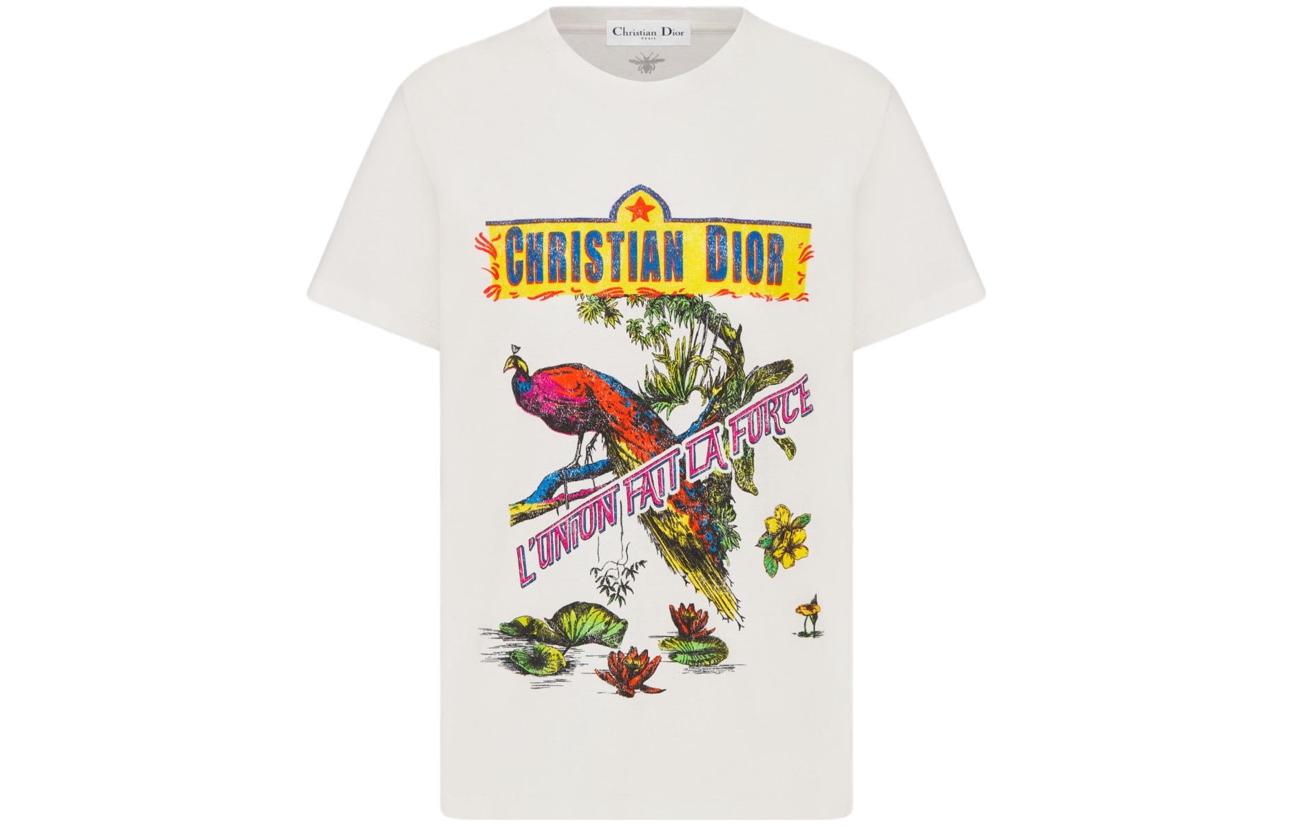 (Women) DIOR SS23  White T-Shirt with Letter Pattern Print. 343T06PC504-X0829