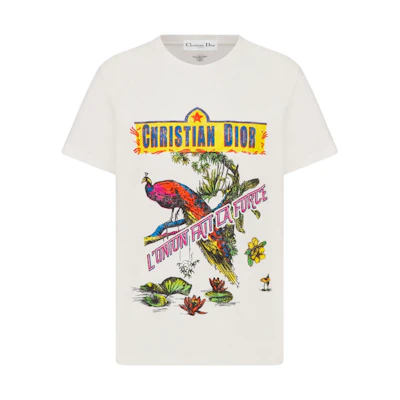 (Women) DIOR SS23 White T-Shirt with Letter Pattern Print. 343T06PC504-X0829