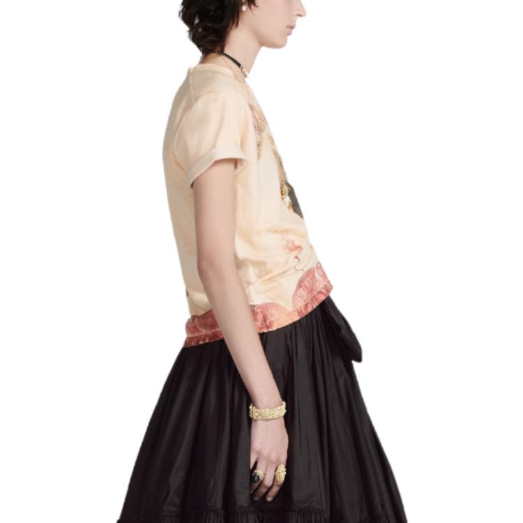 (Women) Dior SS23 Beige Graphic Print Crewneck Casual T-Shirt . 313T09B4411-X1835 圖 6