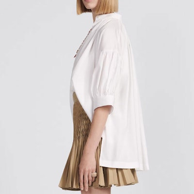 (Women) DIOR SS23 Beige High-Waisted Pleated Casual Short Skirt for Women. 321J44A3332-X1700 Details for (Women) DIOR SS23 Beige High-Waisted Pleated Casual Short Skirt for Women. 321J44A3332-X1700