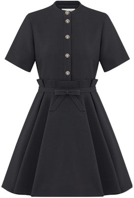 (Women) DIOR SS23 Black Ruffled Tie Flare Short-Sleeve Dress Fashion 321R23A1166-X9000 Lookbook (Women) DIOR SS23 Black Ruffled Tie Flare Short-Sleeve Dress Fashion 321R23A1166-X9000