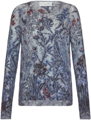 (W) DIOR SS23 農曆新年花卉提花絲混紡毛衣 女款 藍色 314S78AM421-X5828 Order (W) DIOR SS23 農曆新年花卉提花絲混紡毛衣 女款 藍色 314S78AM421-X5828