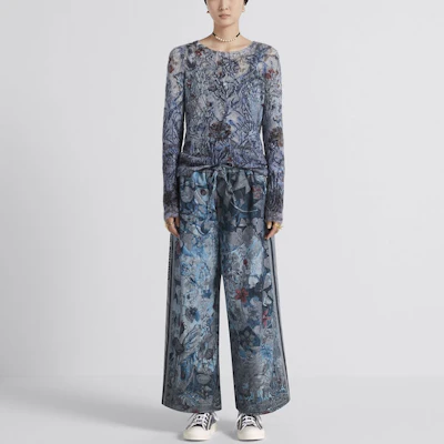 (W) DIOR SS23 農曆新年花卉提花絲混紡毛衣 女款 藍色 314S78AM421-X5828 Shop (W) DIOR SS23 農曆新年花卉提花絲混紡毛衣 女款 藍色 314S78AM421-X5828