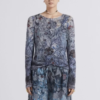 (W) DIOR SS23 農曆新年花卉提花絲混紡毛衣 女款 藍色 314S78AM421-X5828 Sizing (W) DIOR SS23 農曆新年花卉提花絲混紡毛衣 女款 藍色 314S78AM421-X5828