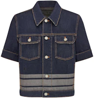 (Women) DIOR SS23 Contrast Casual Short-Sleeve Denim Jacket Dark Blue 322V29A3394-X5651 (Women) DIOR SS23 Contrast Casual Short-Sleeve Denim Jacket Dark Blue 322V29A3394-X5651