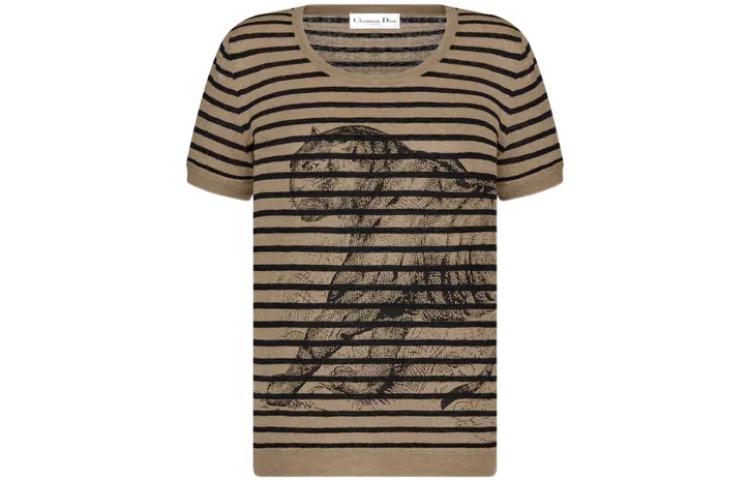 (Women) DIOR SS23 Oversized Striped T-Shirt with Toile de Jouy Print  Hazel Brown. 254S28AM738-X1800 圖 2