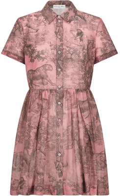 (Women) Dior SS23 Pink Animal Print Short-Sleeve Button-Up Dress for Women. 341R32A3877-X4839 Buy (Women) Dior SS23 Pink Animal Print Short-Sleeve Button-Up Dress for Women. 341R32A3877-X4839