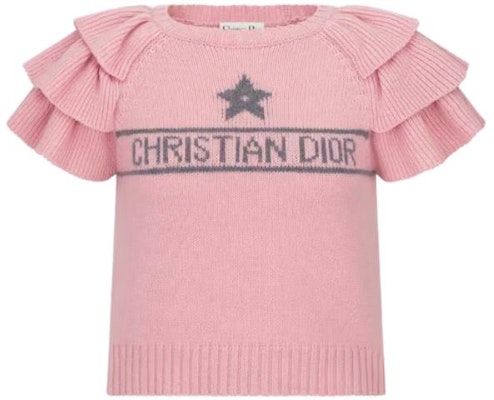 (W) 迪奥SS23粉色针织印花徽标荷叶边女士毛衣. 344S13BM003-X4839 Buy (W) 迪奥SS23粉色针织印花徽标荷叶边女士毛衣. 344S13BM003-X4839