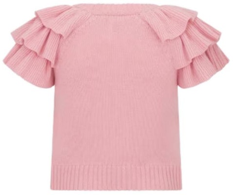 (W) 迪奥SS23粉色针织印花徽标荷叶边女士毛衣. 344S13BM003-X4839 Lookbook (W) 迪奥SS23粉色针织印花徽标荷叶边女士毛衣. 344S13BM003-X4839