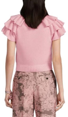 (W) 迪奥SS23粉色针织印花徽标荷叶边女士毛衣. 344S13BM003-X4839 Purchase (W) 迪奥SS23粉色针织印花徽标荷叶边女士毛衣. 344S13BM003-X4839